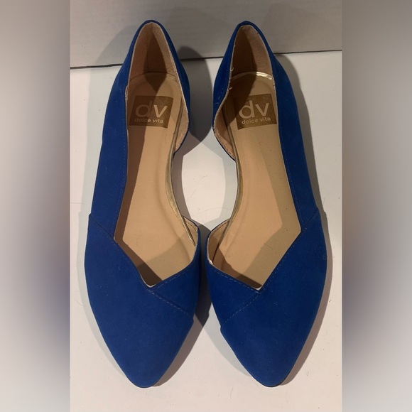 DV Dolce Vita Cobalt Blue Suede Rounded Toe Cut Out‎ Ballet Flats Shoes Size 6.5 - Picture 1 of 8